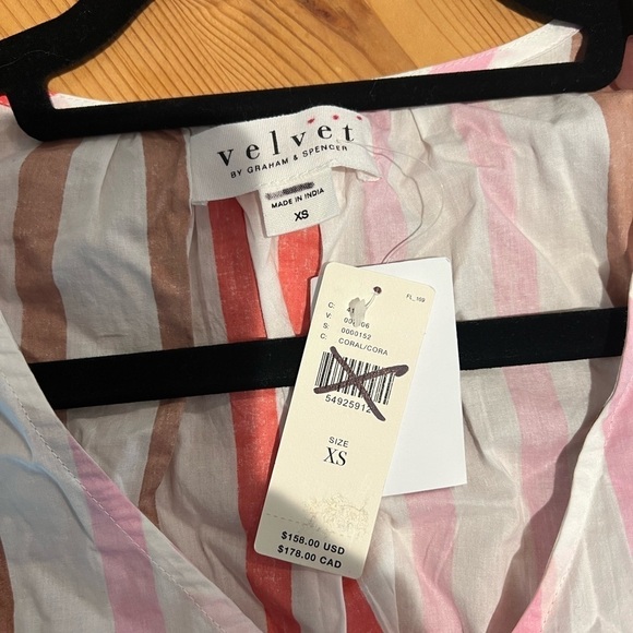 Velvet by Graham & Spencer Anthropologie Whitley Ombre Striped Blouse XS JB - Picture 5 of 6